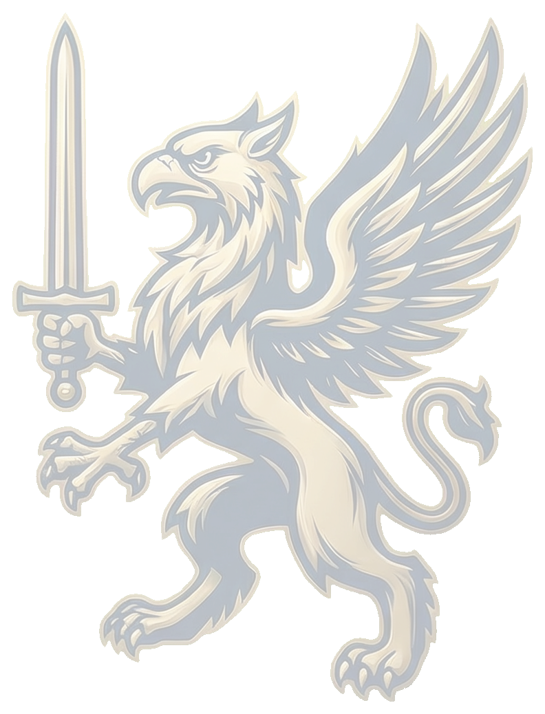 IDA heraldic watermark featuring a griffin with sword